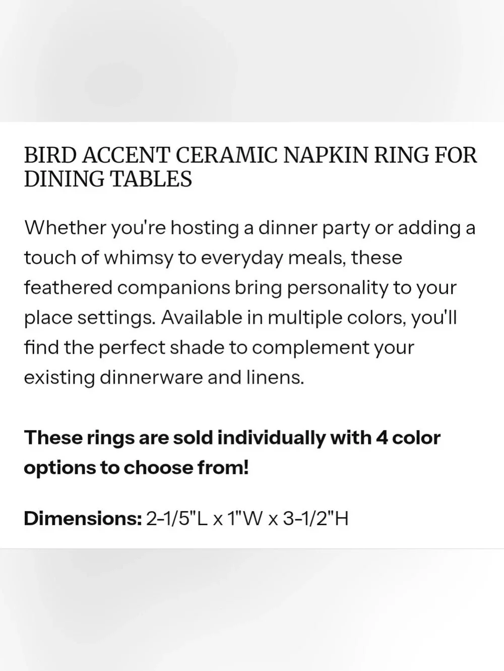 Ceramic Bird Napkin Ring